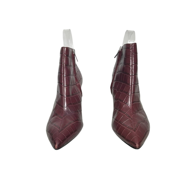 Marc Fisher Unno Embossed Croc Leather Plum Pointed Toe Ankle Boots Size 7.5 - Picture 4 of 10